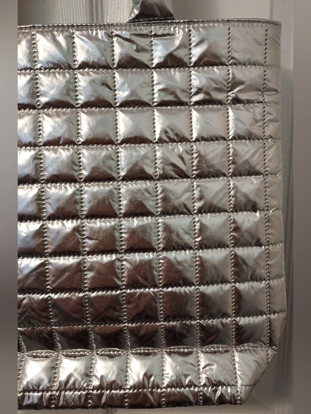 Clinique Silver Quilted Tote Bag